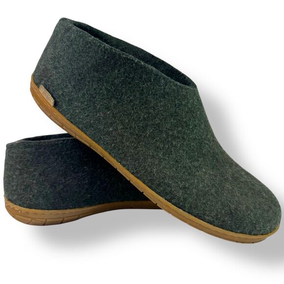 Glerups Wool Slip On Shoes Slippers Loafers Forest Green Honey Rubber 46 / 12 - Picture 1 of 12